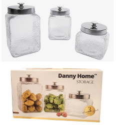 Stikliniai indeliai biriems 3 vnt. (2.3l, 1.7l, 1.2l) sd-016 Danny Home